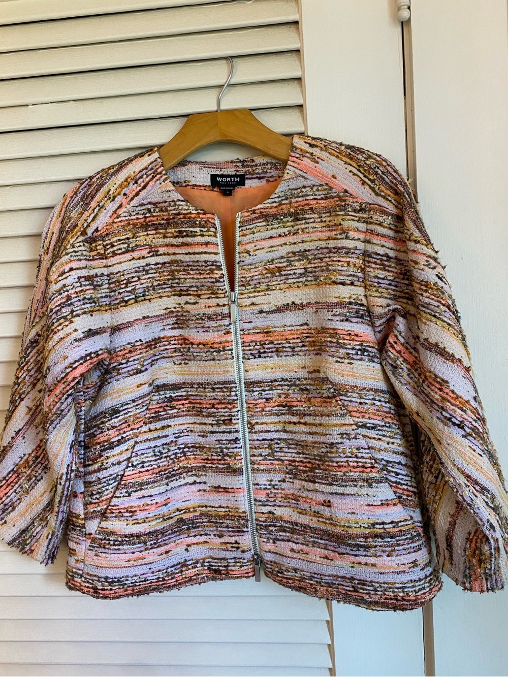 Worth Multicolor Textured Zip Jacket